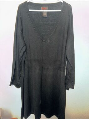 R&K Black Knit Top with Red Logo Tag